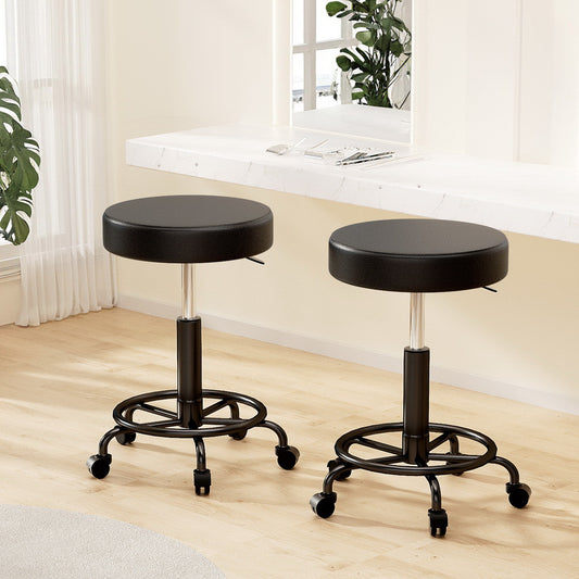Set of 2 Salon Stool Round Swivel Chair