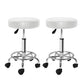 Set of 2 Salon Stool Round Swivel Chair White