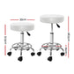 Set of 2 Salon Stool Round Swivel Chair White