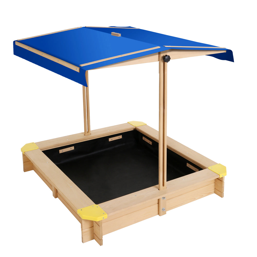 Wooden Outdoor Sand Box Set Sand Pit 110x110 - Natural Wood