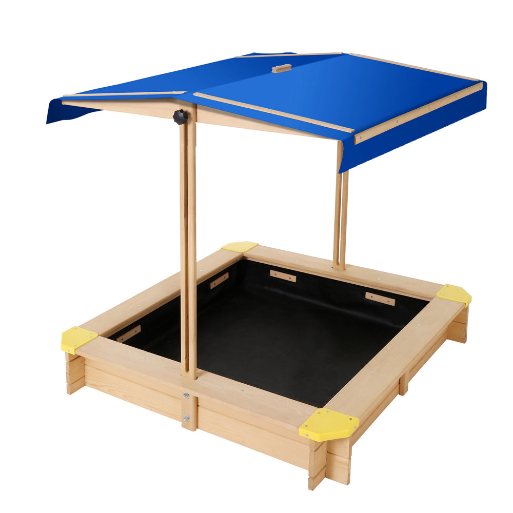 Wooden Outdoor Sand Box Set Sand Pit 110x110 - Natural Wood
