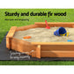 182cm Kids Sandpit Wooden Round Sand Pit with Cover Bench Seat Beach Toys