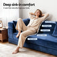 Maison 2 Seater Convertible Folding Sofa Bed Pull Out Mattress Foldable Lounge Couch Chair - Blue