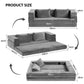 Moira 2 Seater Convertible Folding Sofa Bed Pull Out Mattress Foldable Lounge Couch - Grey