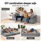 Moira 2 Seater Convertible Folding Sofa Bed Pull Out Mattress Foldable Lounge Couch - Grey