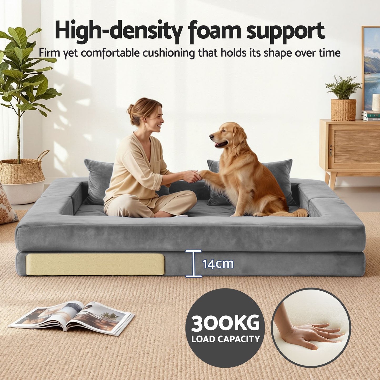 Moira 2 Seater Convertible Folding Sofa Bed Pull Out Mattress Foldable Lounge Couch - Grey