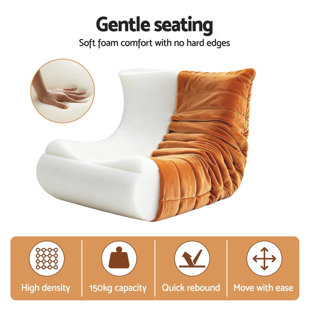 Montara Lazy Sofa Accent Chair Floor Couch Leisure Lounge Foam Pouffe Recliner - Brown