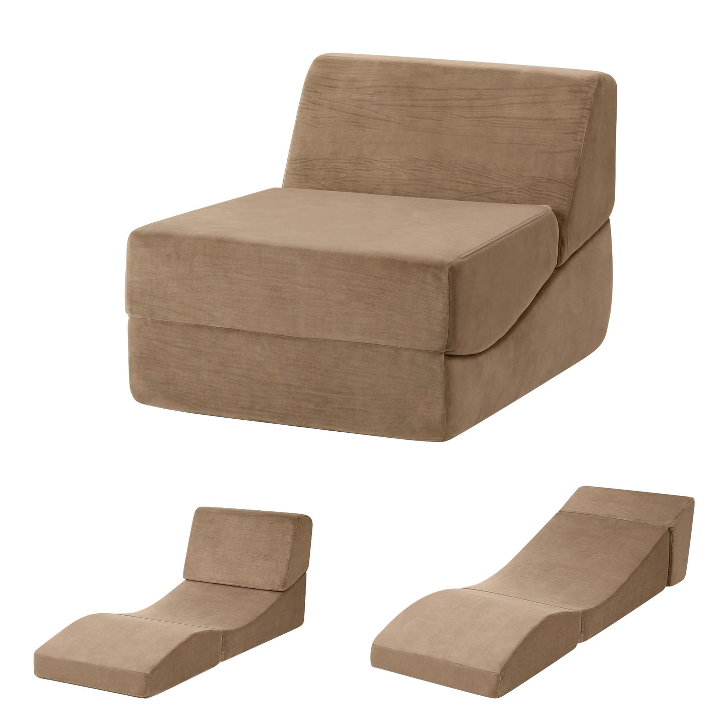 Mireva Folding Sofa Bed Convertible Armless Foam Floor Futon Lounger Couch - Brown