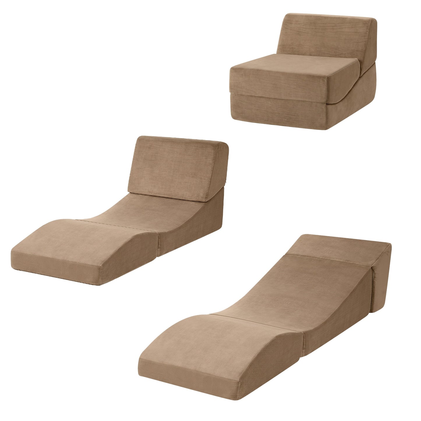 Mireva Folding Sofa Bed Convertible Armless Foam Floor Futon Lounger Couch - Brown