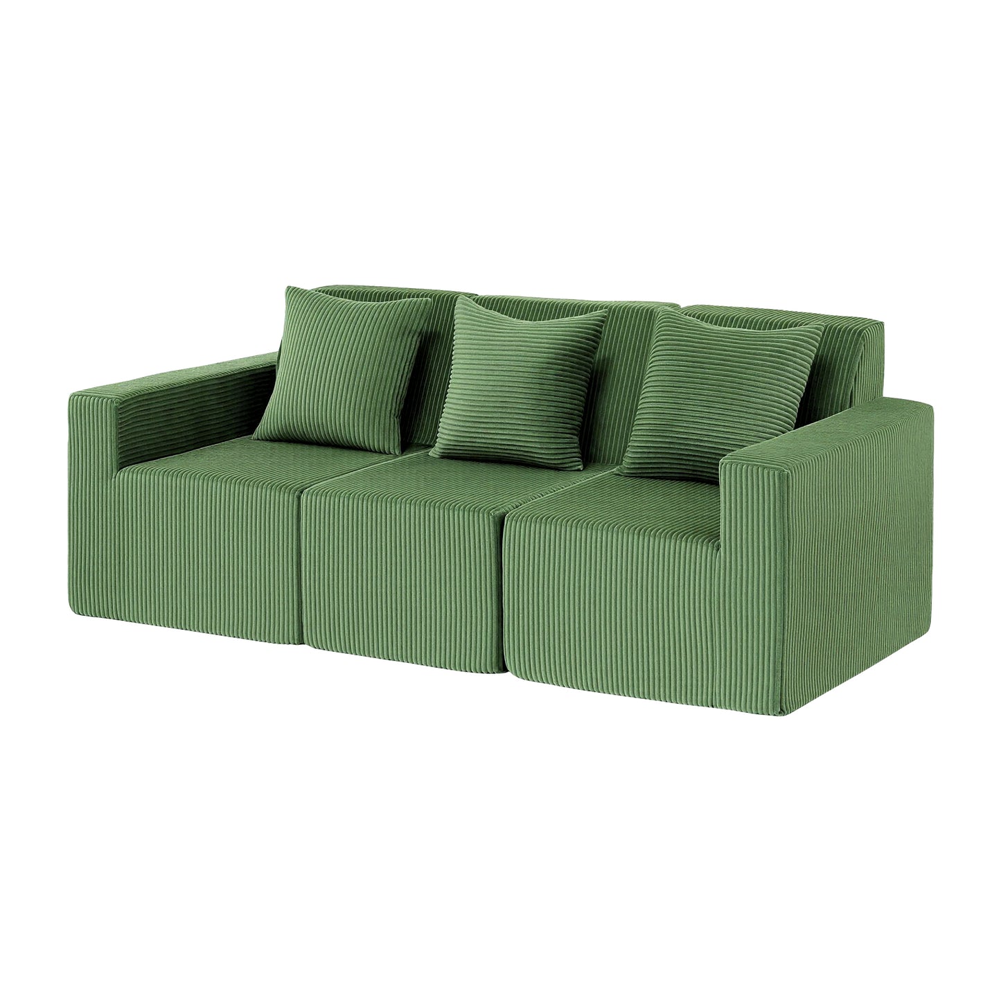 Magranda 3 Seater Modular Sofa Bed Convertible Sectional Floor Couch with Deep Seat - Green