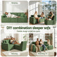 Magranda 3 Seater Modular Sofa Bed Convertible Sectional Floor Couch with Deep Seat - Green