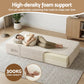 Melavie 2 Seater Folding Sofa Bed Floor Couch 2-in-1 Convertible Futon Loveseat - Beige