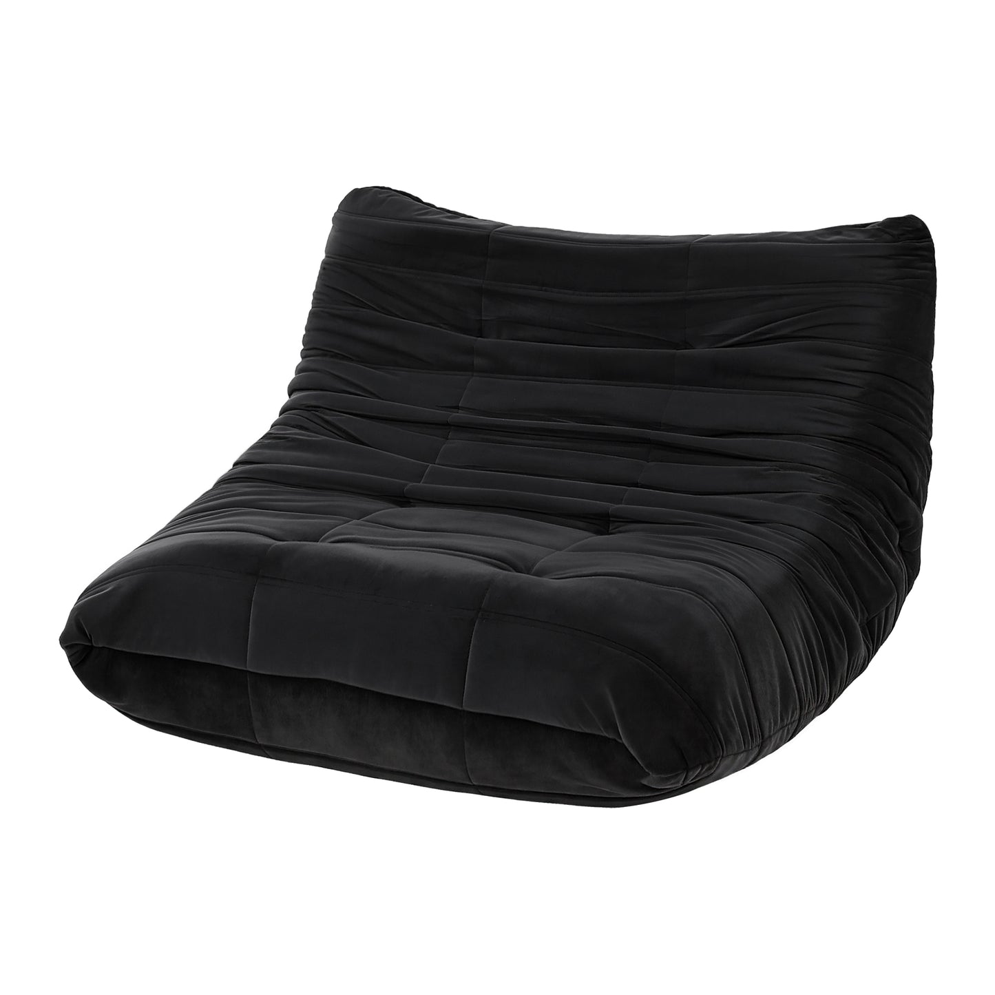 Maelle 2 Seater Lazy Sofa Accent Caterpillar Chair Floor Couch Armless Lounge - Black