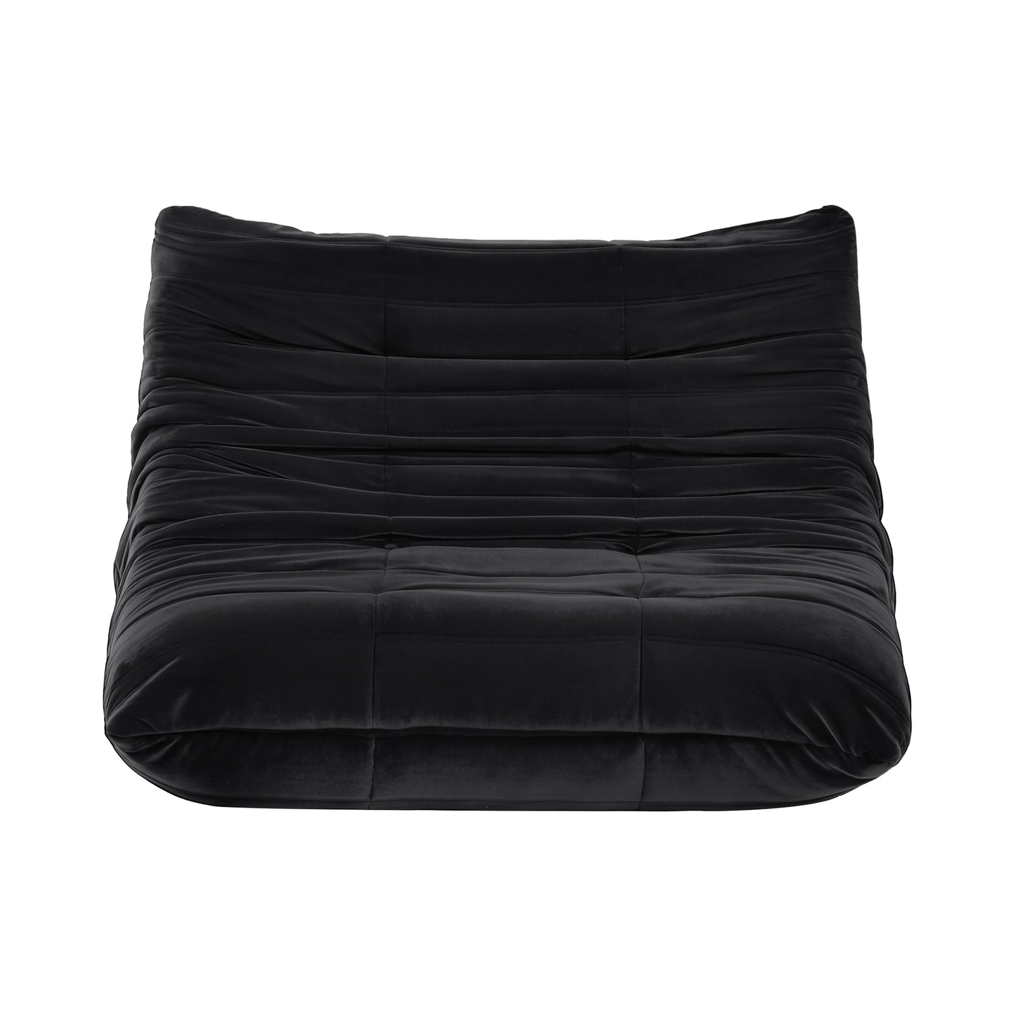 Maelle 2 Seater Lazy Sofa Accent Caterpillar Chair Floor Couch Armless Lounge - Black
