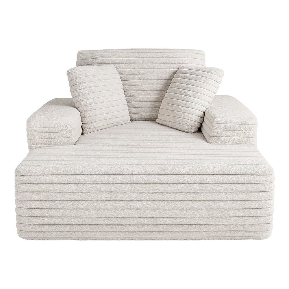 Marina Sofa Bed Lounge Chair Recliner Couch Reading Chairs Sleeper Cloud Sofas Faux Fur Fabric - Beige