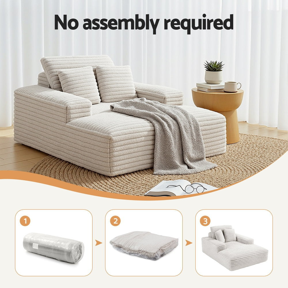 Marina Sofa Bed Lounge Chair Recliner Couch Reading Chairs Sleeper Cloud Sofas Faux Fur Fabric - Beige