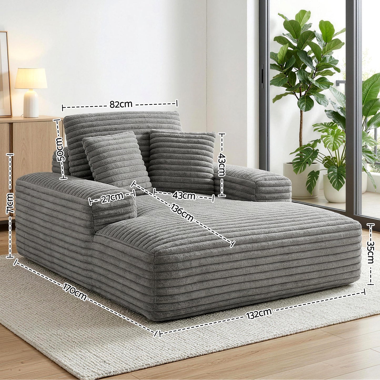 Marina Sofa Bed Lounge Chair Recliner Couch Reading Chairs Sleeper Cloud Sofas - Grey