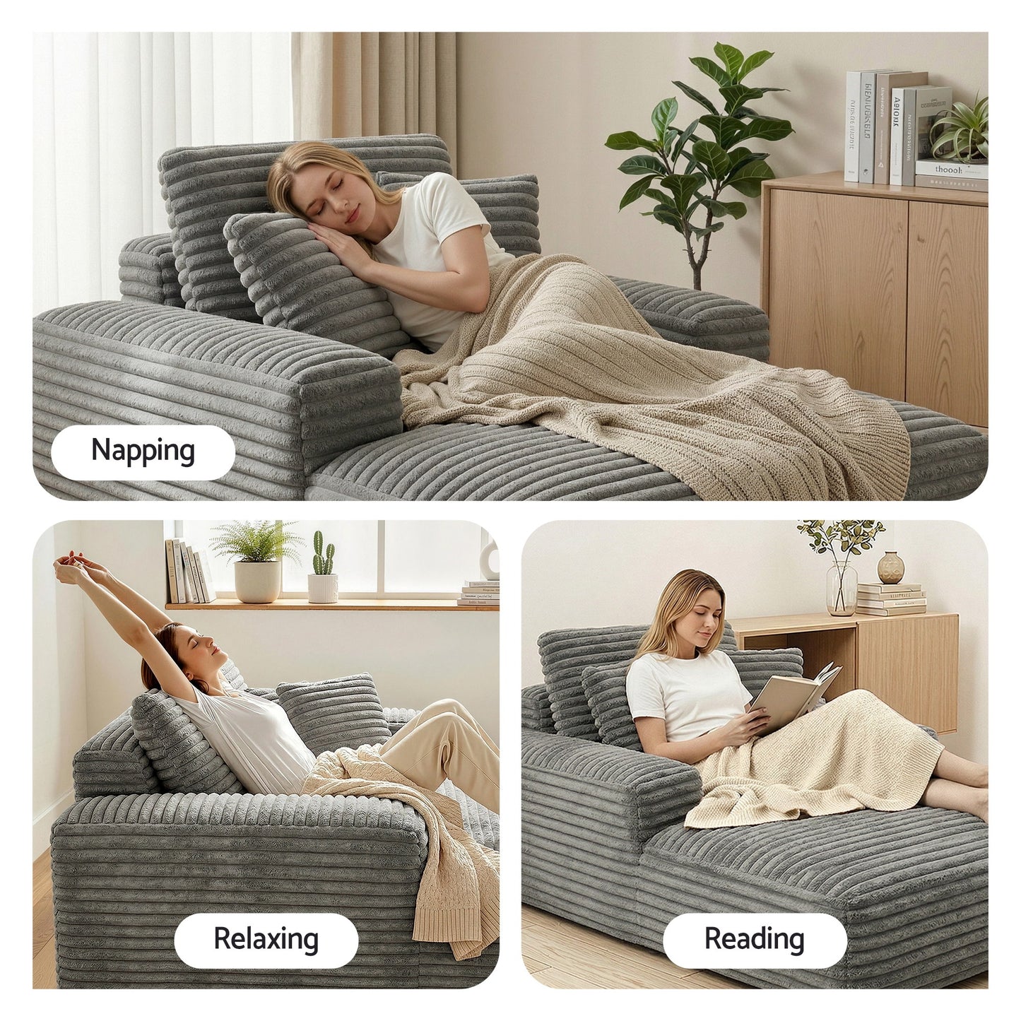 Marina Sofa Bed Lounge Chair Recliner Couch Reading Chairs Sleeper Cloud Sofas - Grey