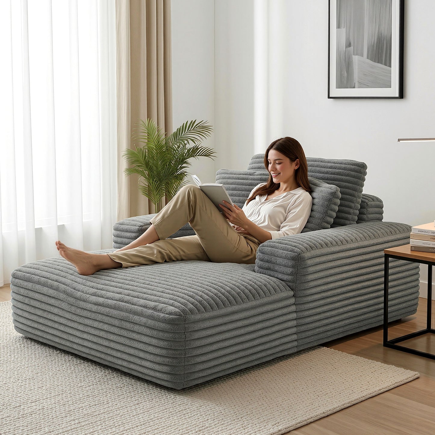 Marina Sofa Bed Lounge Chair Recliner Couch Reading Chairs Sleeper Cloud Sofas - Grey