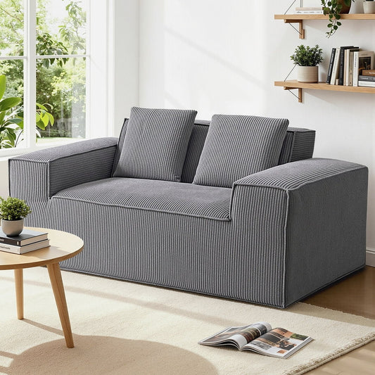 Marina 2 Seater Sofa Loveseat Sofas Bed Couch No Assembly Corduroy Small Couches Apartement - Grey