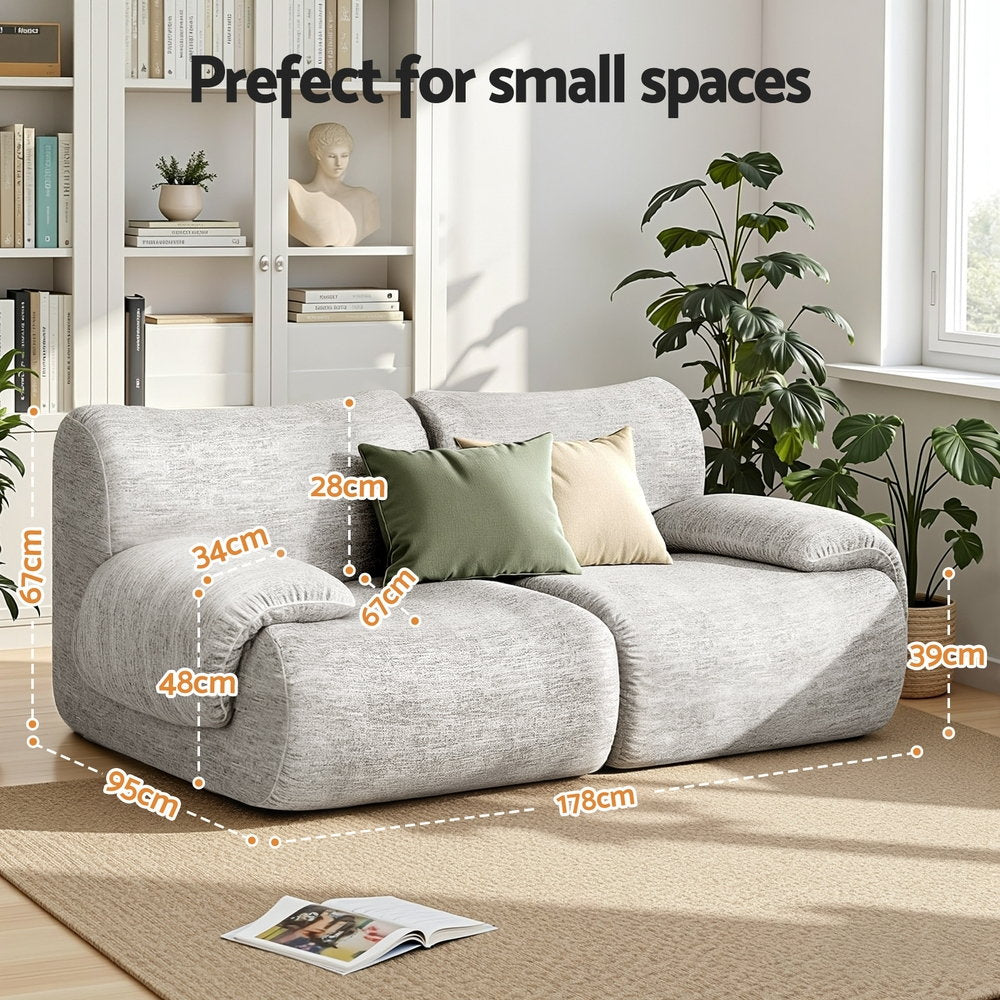 Magnolia 2 Seater Sofa Modular Sectional Sofas Couch Bed No Assembly Living Room - Grey
