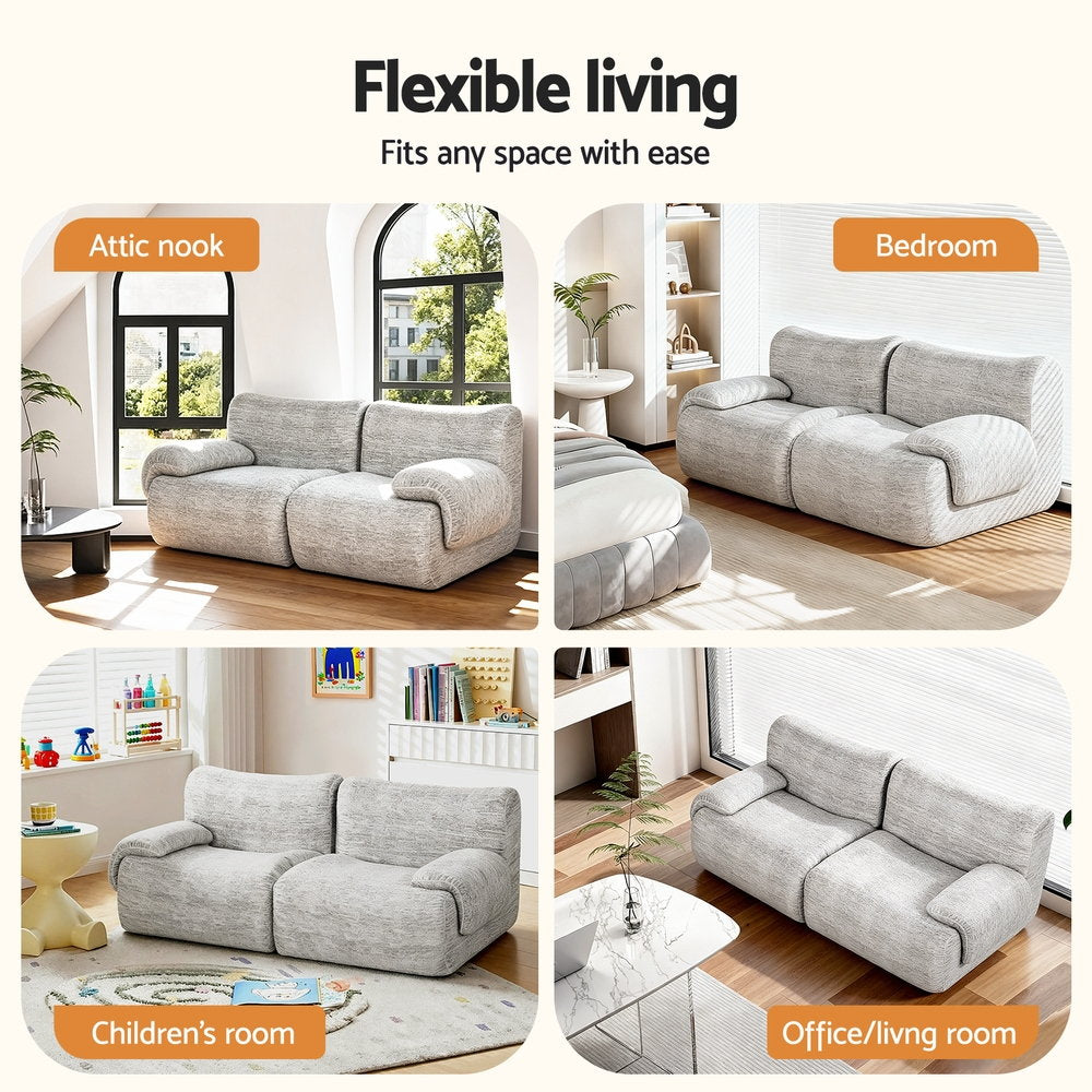Magnolia 2 Seater Sofa Modular Sectional Sofas Couch Bed No Assembly Living Room - Grey