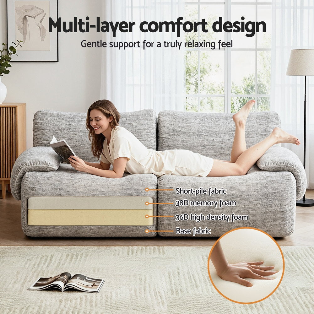 Magnolia 2 Seater Sofa Modular Sectional Sofas Couch Bed No Assembly Living Room - Grey