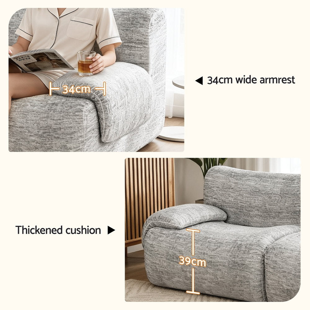 Magnolia 2 Seater Sofa Modular Sectional Sofas Couch Bed No Assembly Living Room - Grey
