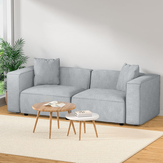 Mckenzie 2 Seater Modular Sofa Chaise Set - Grey