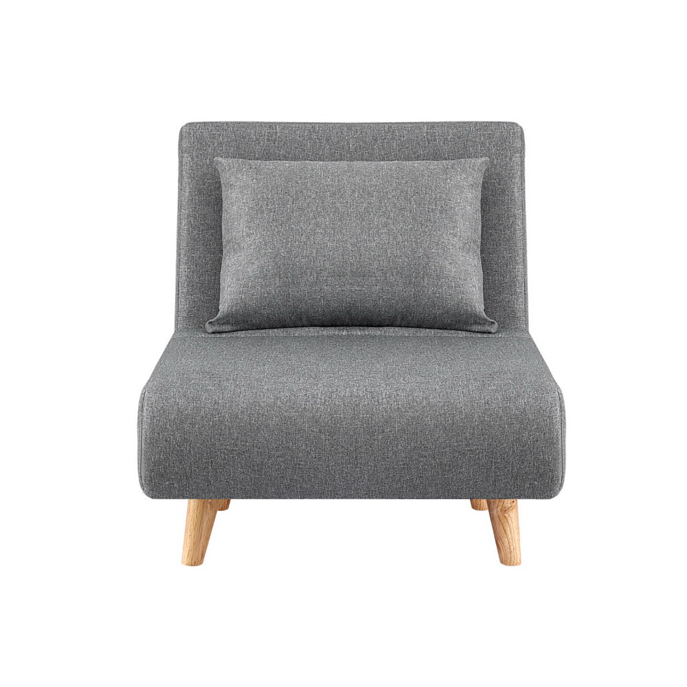 Matilda Sofa Bed Convertible Couch Recliner Lounge Chair Linen - Grey