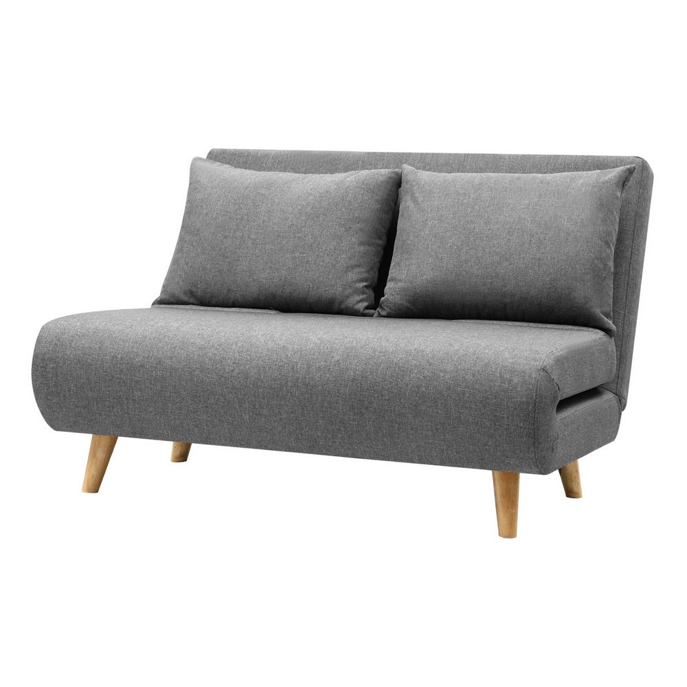 Matilda 2 Seater Sofa Bed Convertible Couch Recliner Lounge Chair Linen - Grey
