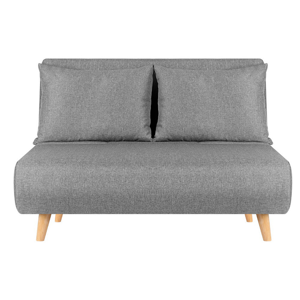 Matilda 2 Seater Sofa Bed Convertible Couch Recliner Lounge Chair Linen - Grey
