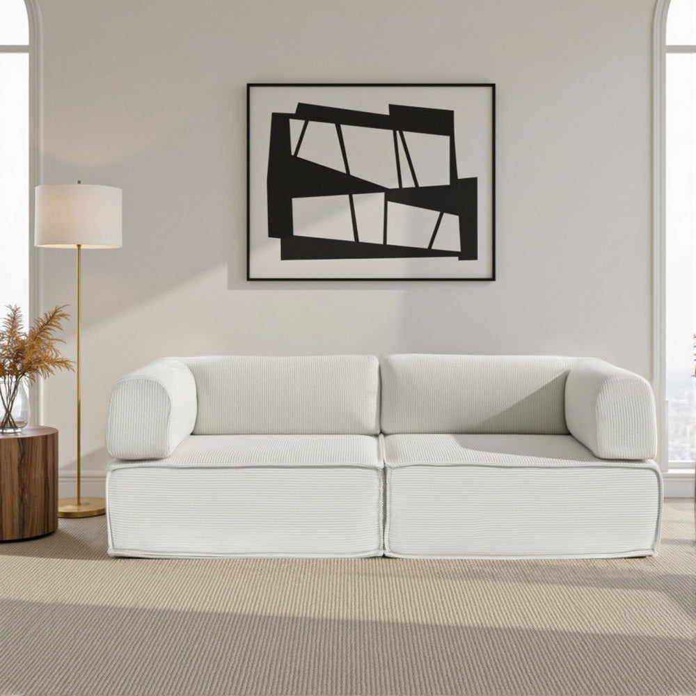 Melody 2 Seater Convertible Folding Sofa Bed - White