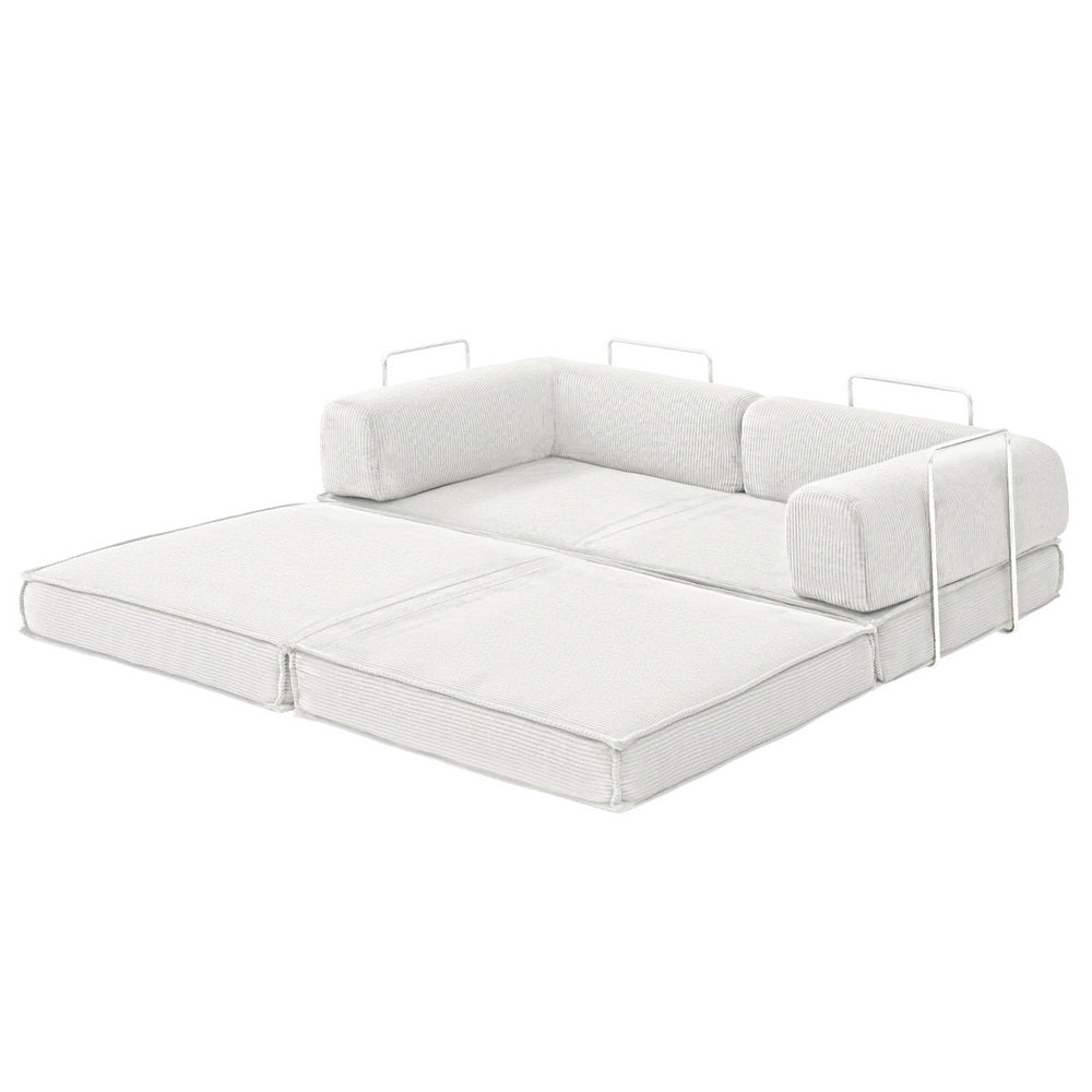 Melody 2 Seater Convertible Folding Sofa Bed - White