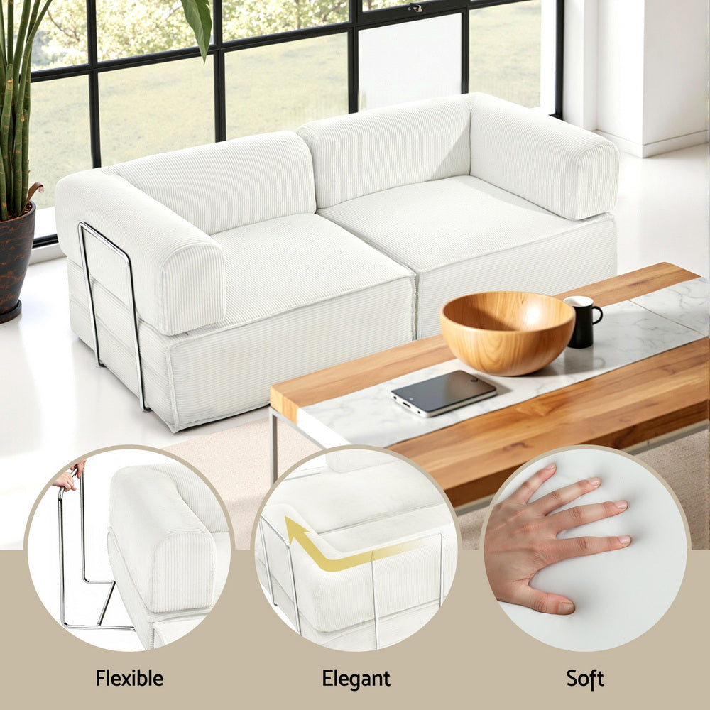 Melody 2 Seater Convertible Folding Sofa Bed - White