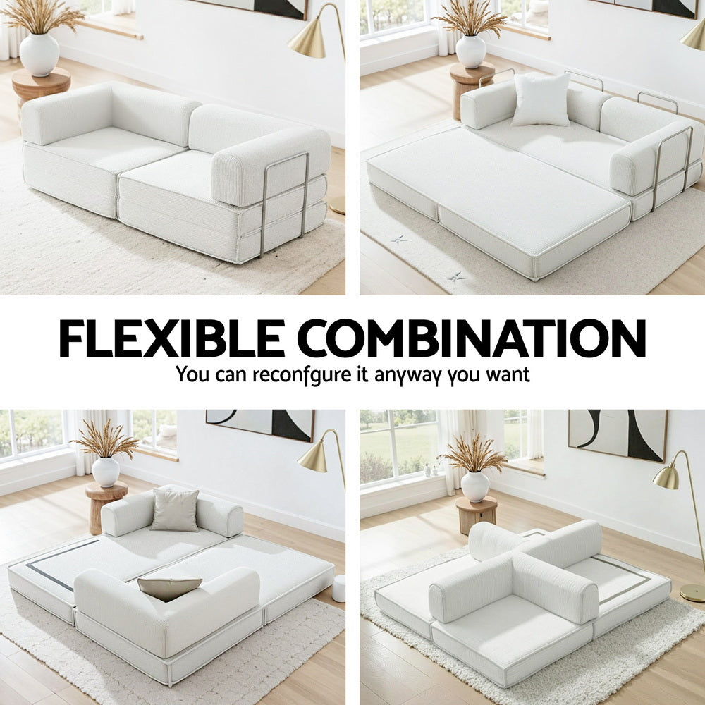 Melody 2 Seater Convertible Folding Sofa Bed - White