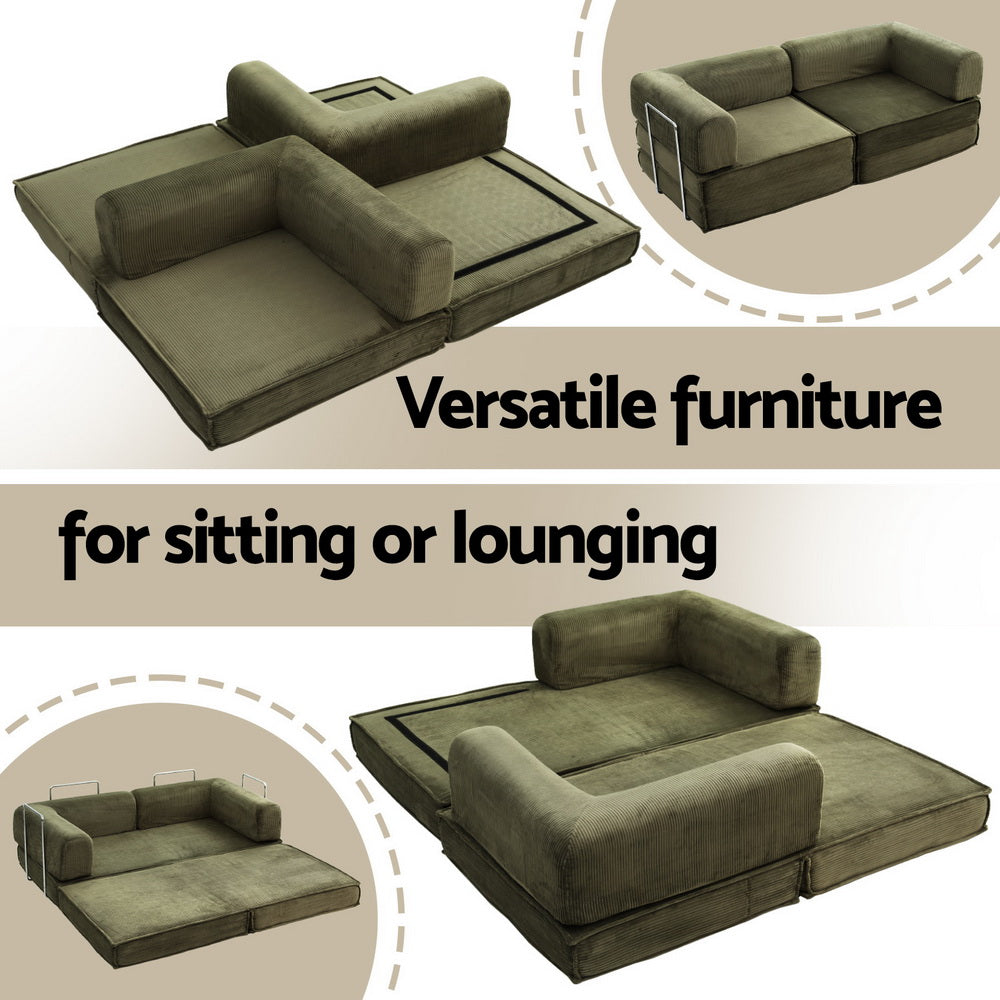 Mattea 2 Seater Convertible Folding Sofa Bed - Green