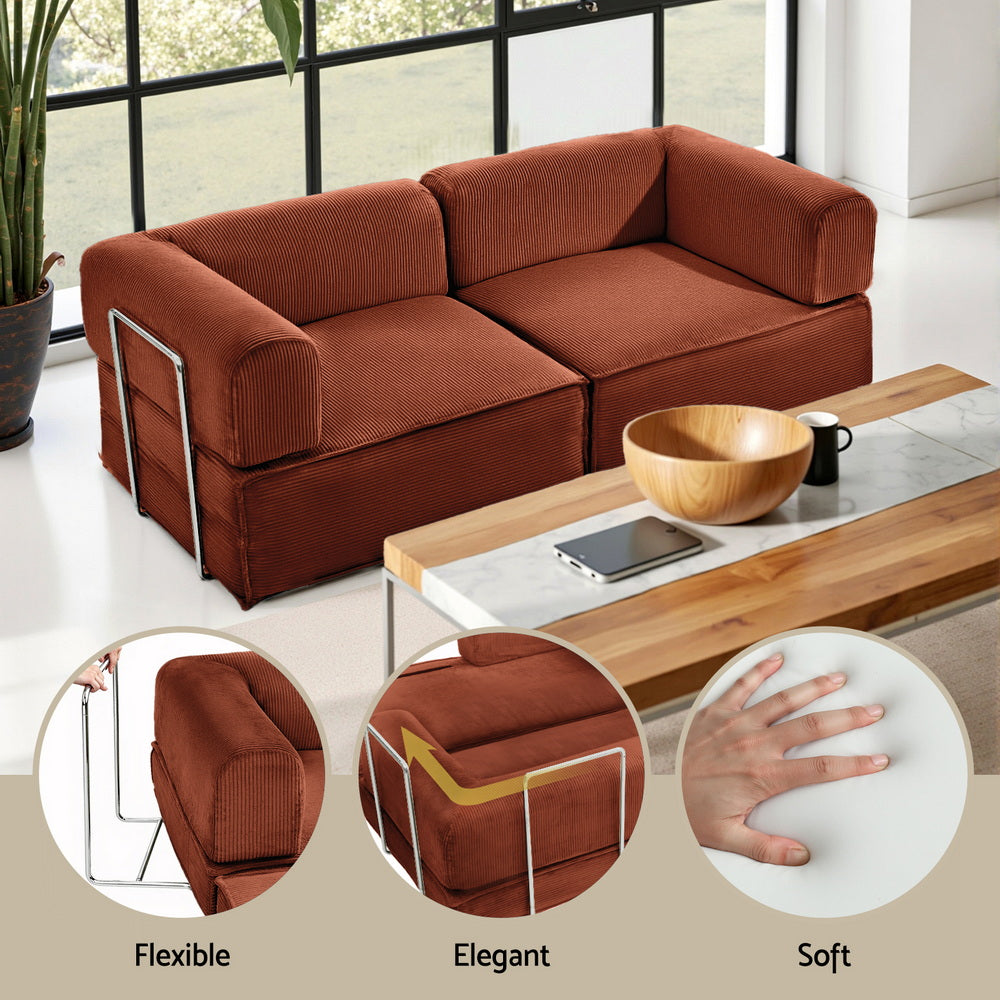Melody 2 Seater Convertible Folding Sofa Bed - Orange