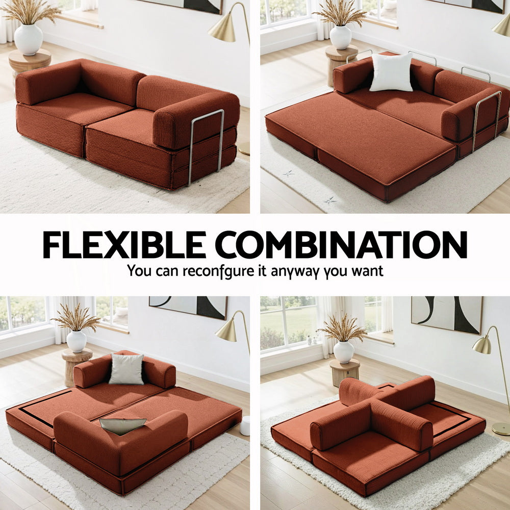 Melody 2 Seater Convertible Folding Sofa Bed - Orange