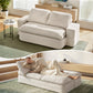 Maevia 2 Seater Convertible Folding Sofa Bed 30D High-Density Foam Boneless Couch with Corduroy Sleeper Couch Lounger - White