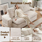 Maevia 2 Seater Convertible Folding Sofa Bed 30D High-Density Foam Boneless Couch with Corduroy Sleeper Couch Lounger - White