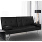 Madaline 3-Seater Leather Cup Holder Futon Sofa Bed Lounge Couch - Black