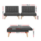 Set of 2 Miriam 2-Seater Sofa Bed Couch Lounge Fabric - Grey