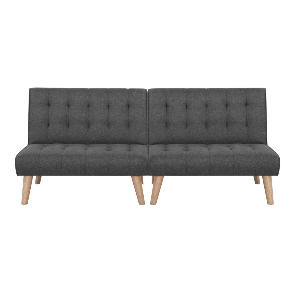 Set of 2 Miriam 2-Seater Sofa Bed Couch Lounge Fabric - Grey