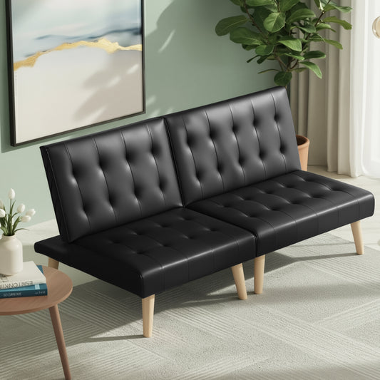 Miriam 2 Seater Sofa Bed Couch Lounge Fabric - Black