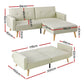 Marcella 3 Seater 200cm Sofa Bed Ottoman Faux Linen - Beige