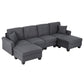Myelle 4-Seater Modular Sectional U Shaped Storage Sofa Couches for Living Room - Grey
