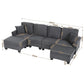 Myelle 4-Seater Modular Sectional U Shaped Storage Sofa Couches for Living Room - Grey