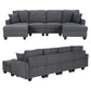 Myelle 4-Seater Modular Sectional U Shaped Storage Sofa Couches for Living Room - Grey