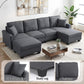 Myelle 4-Seater Modular Sectional U Shaped Storage Sofa Couches for Living Room - Grey